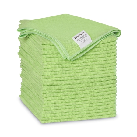 Boardwalk Microfiber Cleaning Cloths, 16 x 16, Green, PK24 2164037